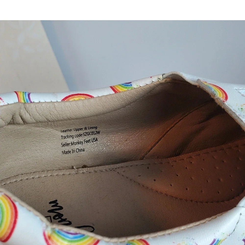 Rainbow Leather Slip-On Sneakers Mens 8 Womens 10 Monkey Feet